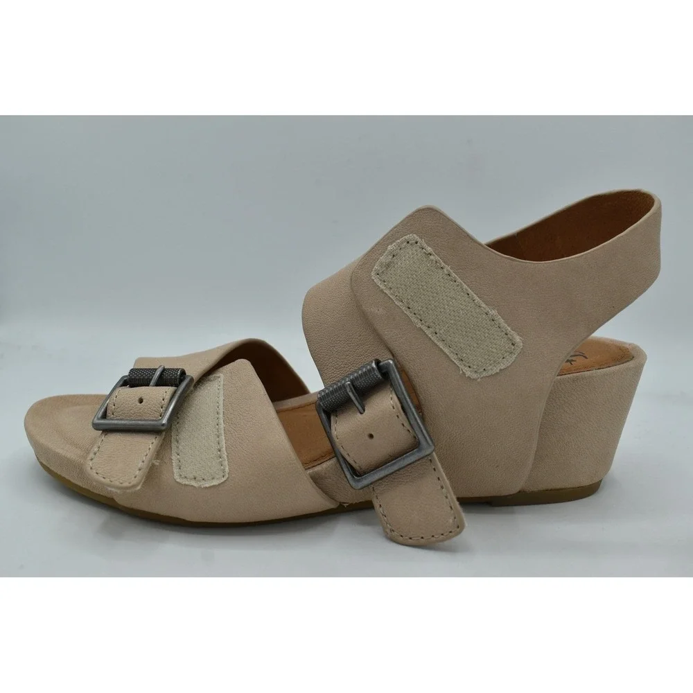 Sofft Women Size 10 Valeri Tapioca Grey Leather Wedge Sandals Shoes
